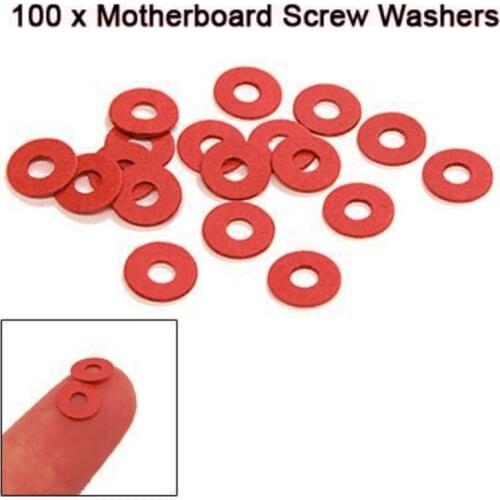New Hot Sale 100 Pcs Practical Red Motherboard Screw Insulating 3mm inside diameter Fiber Washers Screw Fiber Washers