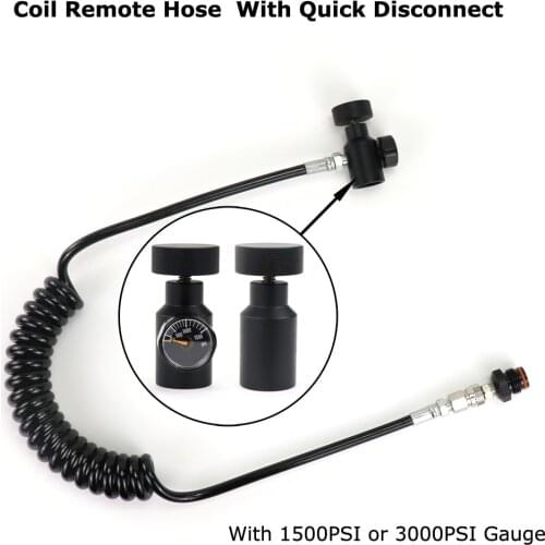New Paintball Gun Airsoft PCP Rifle Coil Remote Hose Without Slide Check Thick Line 2.5M With Quick Disconnect Black