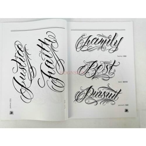 Tattoo equipment manuscript books Weird coffee tattoos Chicano flower body English alphabet font practical teaching calligraphy