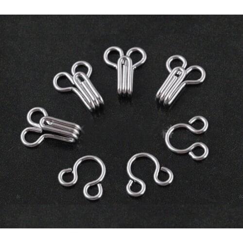 Wholesale 100pairs/lot metal brass bra underwear hook and eye pant skirt small hook and eye silver black free shipping