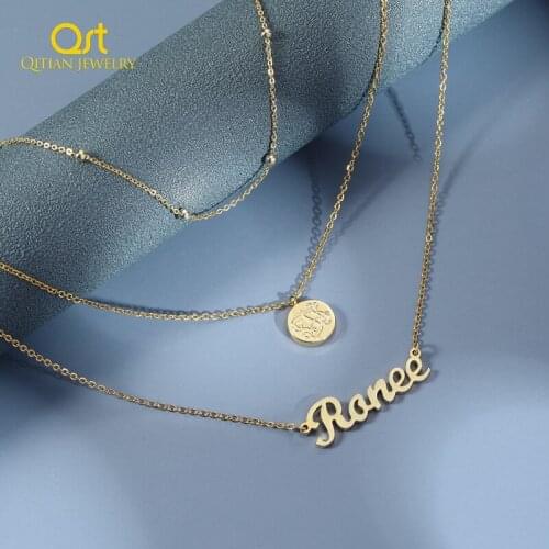 Personalized Name Necklace Customized Nameplate Necklaces Custom Stainless Steel Personality Jewelry Gifts Link Chain Qitian