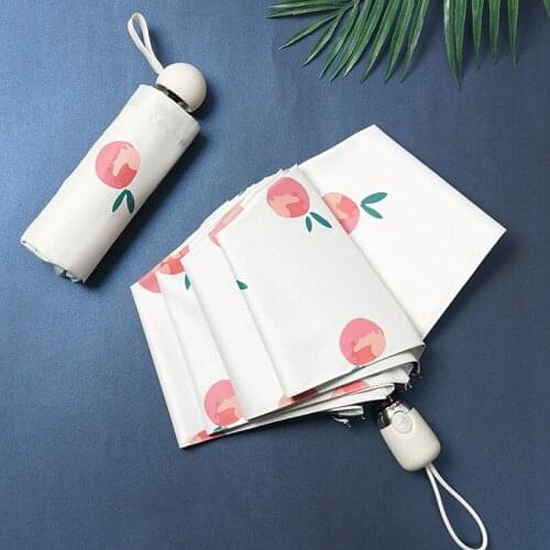 Full Automatic Orange Pattern Sunny Three-Fold Umbrella Female Umbrella Sunscreen UV Proof Folding Small Fresh umbrella YS015