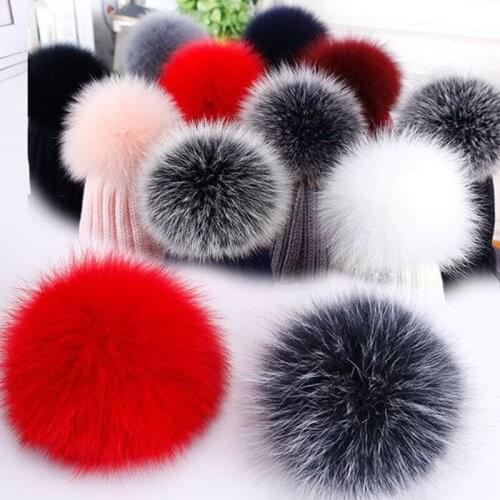 8cm 10cm Faux Fur Pompom Hairball Hat Ball DIY False Fox Fur with Elastic Band Soft Multicolor Hair Ball Cap Accessories