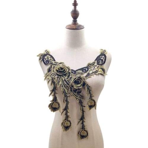 Luxury 3D Flowers Lace Appliques Venise Embroidery Fabric Rose Motif Dress Guipure Clothing Embellishments Sewing Decor 9Colors