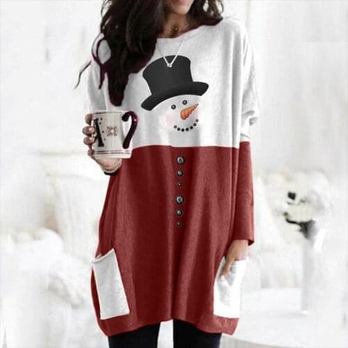 Plus Size Christmas snowman Tops Tee Women Sleeve T-shirt Casual Female Long Sleeve T Shirt 2020 New Christmas Top Clothing