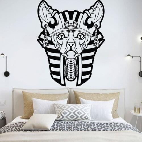 Sphynx Cat Wall Stickers Egyptian Pharaoh Vinyl Decal Ancient Egypt Mural Living Room Removable Decoration Retro Home Decor O236