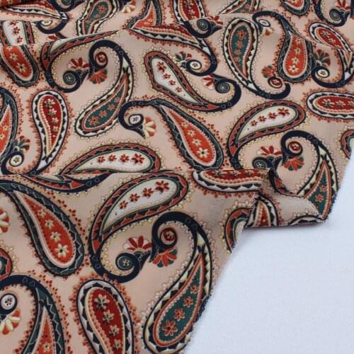 Silky Chiffon Paisley Fabric Micro Elastic for Dress Making 145cm wide by Yard