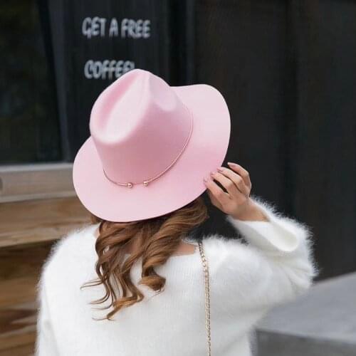 2021 candy color wool felt new youth color men and women jazz hat church hat ladies shallow fedora hat шляпаженская