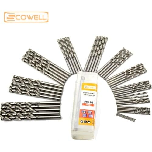 40% OFF 55PCS SCOWELL HSS M2 (6542) Twist Drill Bits Jobber Drill Bit For Metal Working Stainless Steel Drilling Bits 1mm-6.5mm