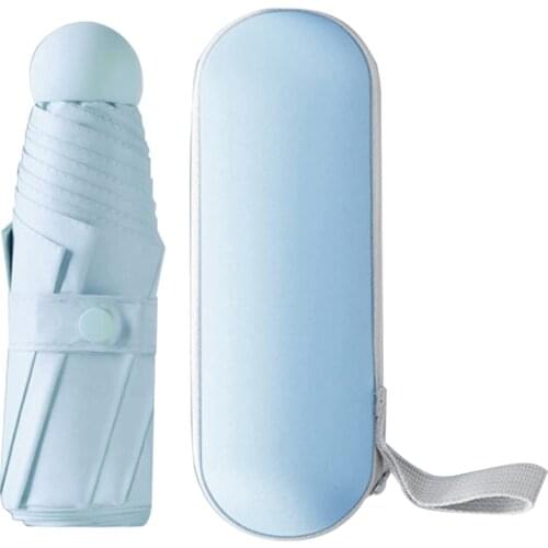 Folding Travel Umbrella 6 Ribs Mini Umbrella Small UV Umbrella with Capsule Case Mini Anti-UV Umbrella Fast Dry Compact