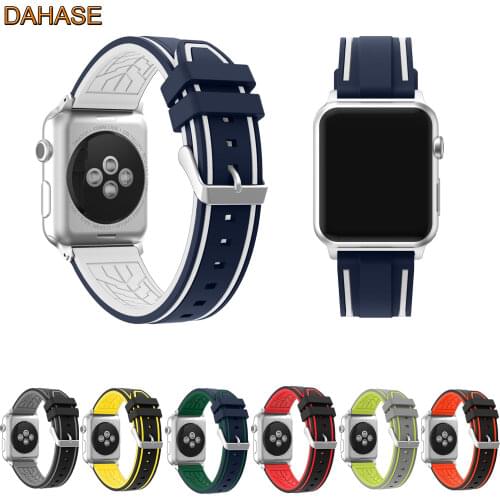 Sport Silicone Watch Strap For Apple Watch Band 42/38mm 44/40mm Metal Buckle Bracelet Series 1 2 3 4 Replacement Wristband