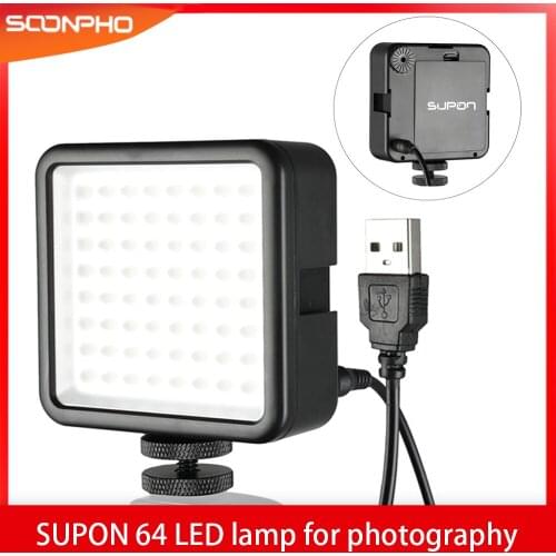 SUPON 64 LED Photo Video Light lamp on Camera Hot Shoe LED Lighting for Iphone Camcorder Live Stream photography lighting