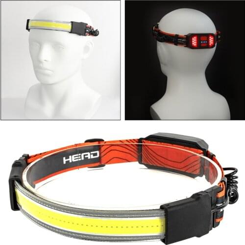 ACOB+LED Led Headlamp With Red Warning Light Built-in Battery Rechargeable Portable Headlight Strong Light Head Torch