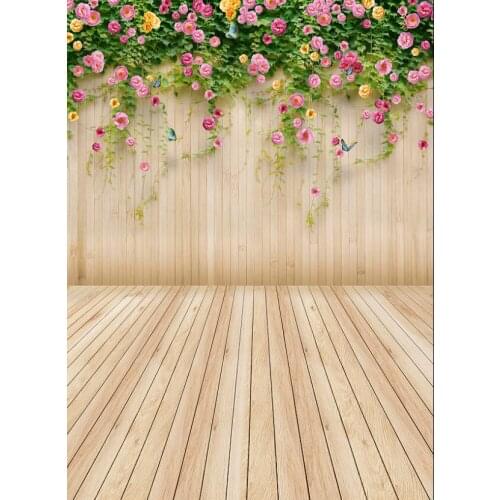 VinylBDS Wood Photography Backdrop Flower Wood Photography Backdrops Easter Basket Children Background Photography Valentines