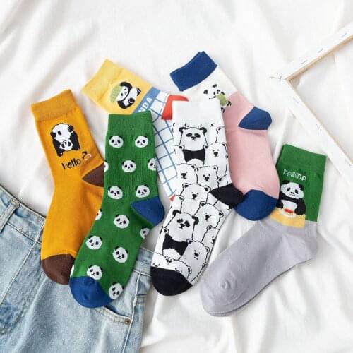 Women Socks Spring new Korean Style Cartoon Anime Panda Academy Cute Wind Tube Socks Fashion Harajuku Sports Breathable Socks