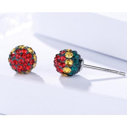 Fashion ball Rhinestone earrings silver 925 stud earrings for women S925 sterling silver jewelry accessories