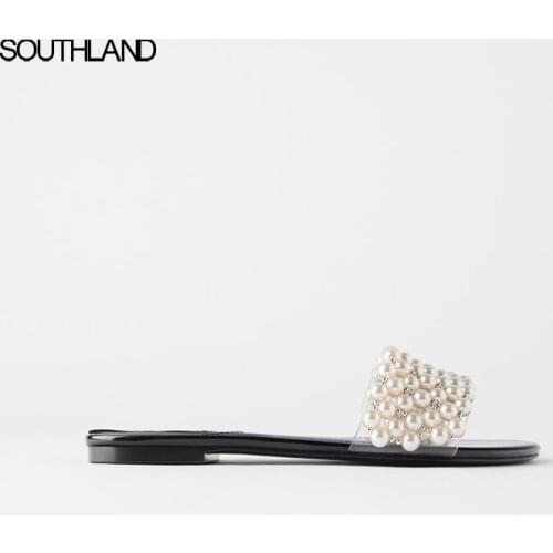 SOUTHLAND 2020 Summer pearl women slides flat casual beach women sandals