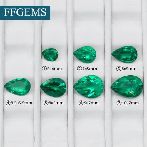 VVS CCE Big Water Drop Cut Lab Created Emerald 1pcs Green Loose Gemstone Ring For Women DIY Fine Jewelry Mounting Free Shipping