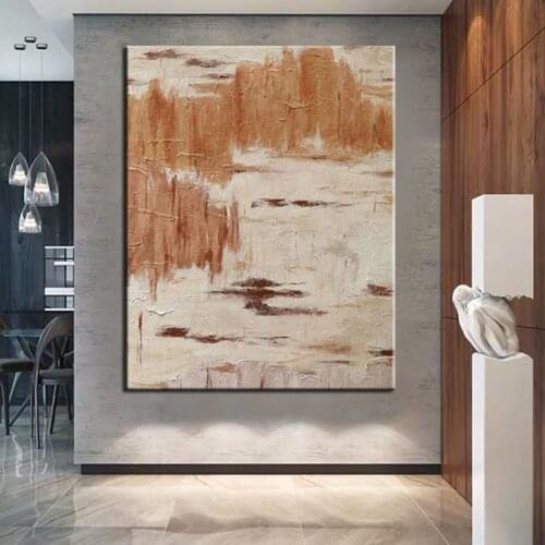 100% Hand Painted Handmade Abstract Old Brown Oil Painting On Canvas Retro Nostalgia Wall Art For Living Room Home Decor