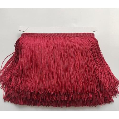 15CM Long 1 Meters Wine Red Lace Fringe Trim Polyester Tassel Fringe Trimming For Dress Stage Garment Curtain Accessories