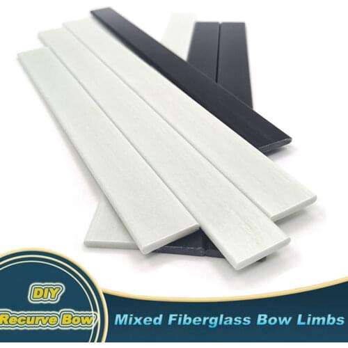2PCS Mixed Fiberglass Bow Limbs 30mmx6mmx60cm High Strength Black/White Bow Limbs for 40-50 lbs DIY Bow Archery Hunting Shooting