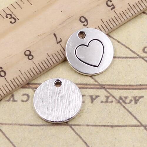 20pcs Charms Plates Heart 15x15mm Tibetan Silver Color Pendants Antique Jewelry Making DIY Handmade Craft Pendant
