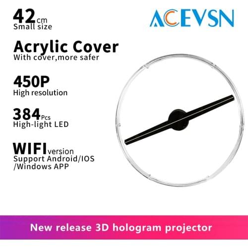 42CM WIFI 384pcs LED with cover 3D LED FAN Imaging Logo Light Advertising Display With 16GB Memory Card Hologram projector