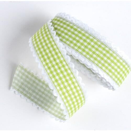 5Yards 25mm Plaid Lace Satin Ribbons Fashion Lace Christmas Decoration Ribbon For Crafts DIY Embroidered For Sewing Decoration