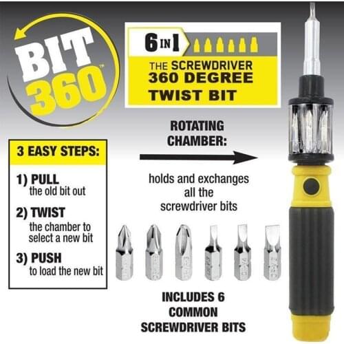 6 in 1 Screwdriver 360 Degree Twist Bit Flexible Screwdriver Bit Precision Screwdriver Screws DIY Repair Hand Tool