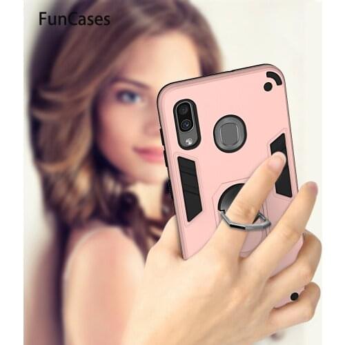 Car Magnetic Ring Bracket Bumper PC + TPU Case For hoesje Samsung A20 Cellphone Cases sFor Samsung telefon M20S A30 Carcasa