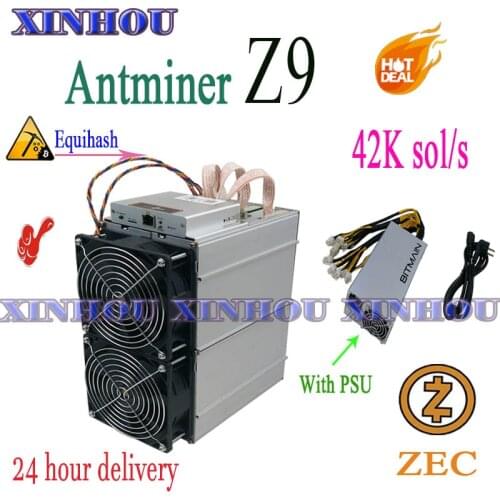 Used asic AntMiner Z9 42k with PSU Equihash ZEC ZEN BTG BTC mining better than Z11 z9mini Z15 s9 S17 Innosilicon A9 M20S M3 A10