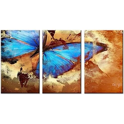 Butterfly In Grunge HandPainted Modern abstract Canvas Wall Art Animal Oil Paintings on Canvas for Home Decorations Art Work