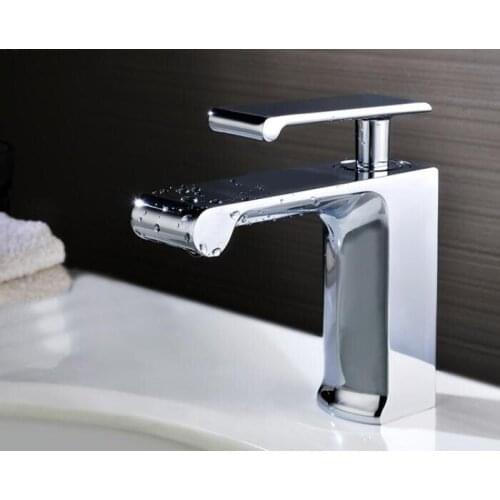 Waterfall Brass Chrome single handle Bathroom Sink Faucet Mixer Tap Basin Faucet BF998