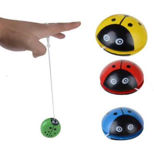 Ladybird Yo Yo ball Blue green red yellow Ladybug YOYO creative toys wooden Yo Yo toys for children Four colors