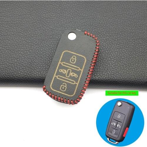 For VW Volkswagen Sharan Multivan T5 MVP Caravelle Transporter Caddy Protector Skin 1 PC 4 Buttons Genuine Leather Keys Case