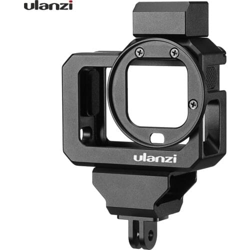 Ulanzi G8-5 Action Camera Video Cage for GoPro Hero 8 Black Vlog Case Housing Aluminum Alloy with Dual Cold Shoe Mount Adapter