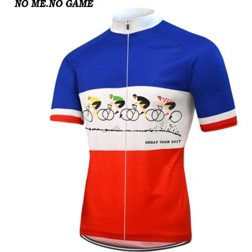 FRANCE & España Road Bike jersey Mens Short Sleeve Great Tour Cycling jersey blue white red bike shirt mtb clothing