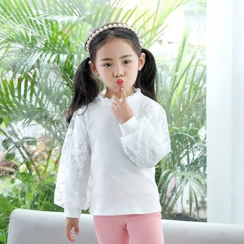 Girls T-shirt Kids Baby Tops Children Fashion Lace Long-sleeved Clothes Girl Spring/autumn Bottoming Shirt