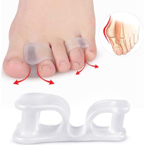 2Pcs Big Toe Two Hole Thumb Valgus Toe Separator Silicone Gel Foot Fingers Protector Corrector Pedicure Foot Care Tool