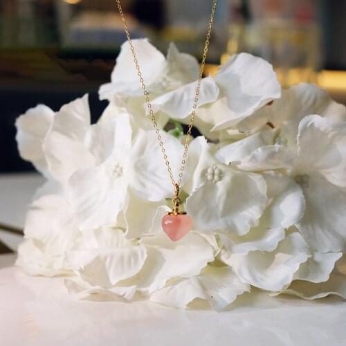 Trendy Fruit Peach Pink Agate Pendant Necklaces for Women Gold Color Link Chain Necklace Fashion Jewelry Accessories YNC168