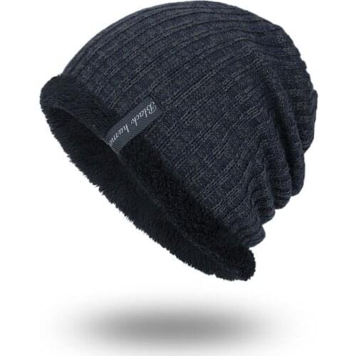 New Mens Winter Hat Fashion Fleece Skiing Beanies Caps Warm Knitted Beanie Bonnet hats men Gorros Invierno Cappelli AE6E53