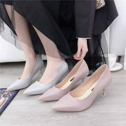 New Soft Leather Light Color Fashion Womens High Heels Pointed Womens Shoes Pumps Womens Office Shoes Zapatos De Mujer W37-50