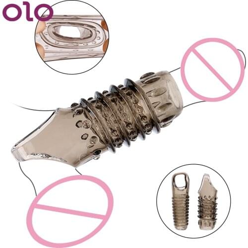 OLO Penis Ring Penis Enlargement Delayed Ejaculation Chastity Penis Sleeve Cock Ring Reusable Sex Toys For Man Adult Products
