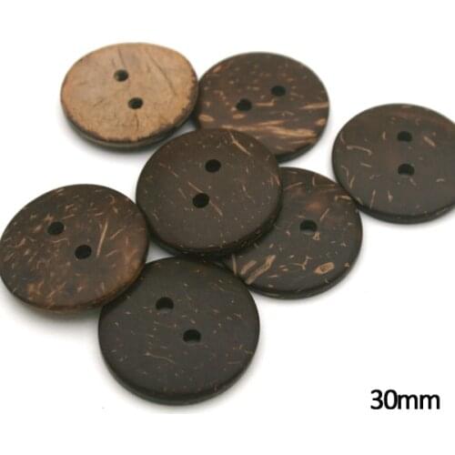 Wholesale 50pcs/lot 30mm 1.2 inch 2 hole natural coconut buttons round sewing flatback brown buttons free shipping COCO013