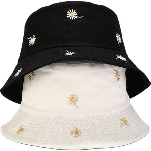 LDSLYJR Cotton flower embroidery Bucket Hat Fisherman Hat outdoor travel Sun Cap Hats for men and Women 280