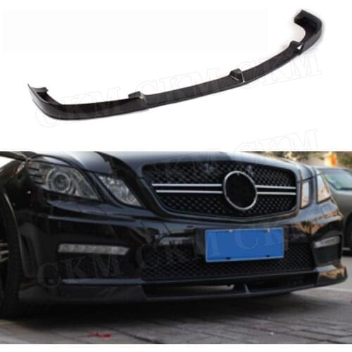 E Class Carbon Fiber Front Bumper Lip Spoiler For Benz W212 E260 E300 E400 E63 AMG 2010-2013 V Style FRP Head Chin Shovel
