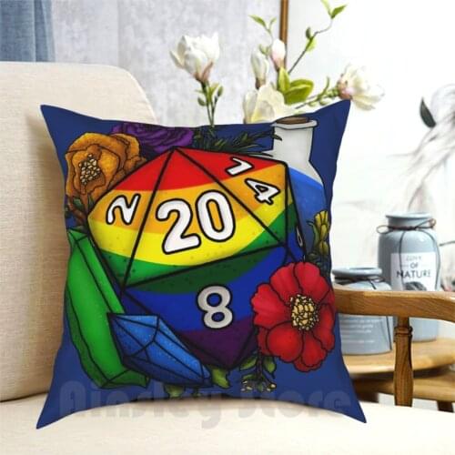 Pride Rainbow D20 Tabletop Rpg Gaming Dice Pillow Case Printed Home Soft DIY Pillow cover D20 D D Dnd And Tabletop Gaming