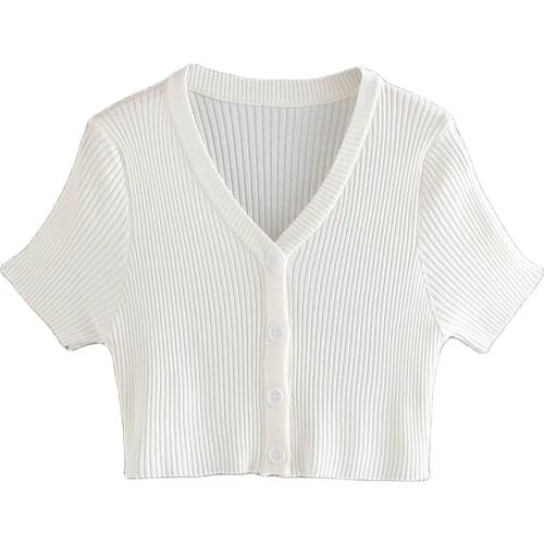 JC·KILIG 2021 Simple Knitting Short Sleeve Cardigan DP9395