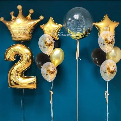 Gold Crown Birthday Balloons Transparent bobo Air Helium Balloon Feather Confetti Party Wedding Decoration Wrinkle-free balloon