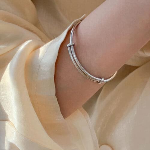 XIYANIKE 925 Sterling Silver Pull-out Adjustable Bracelet Female Retro Simple All-match Creative Trendy Jewelry Accessories